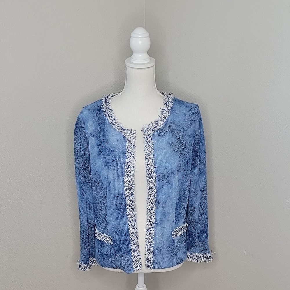 Alberto Makali Shades of Blue Long Sleeve Open Sweater